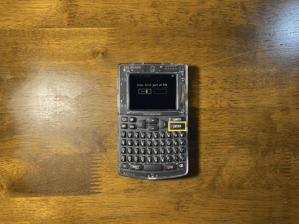 enter your first portion of the pin and hit enter