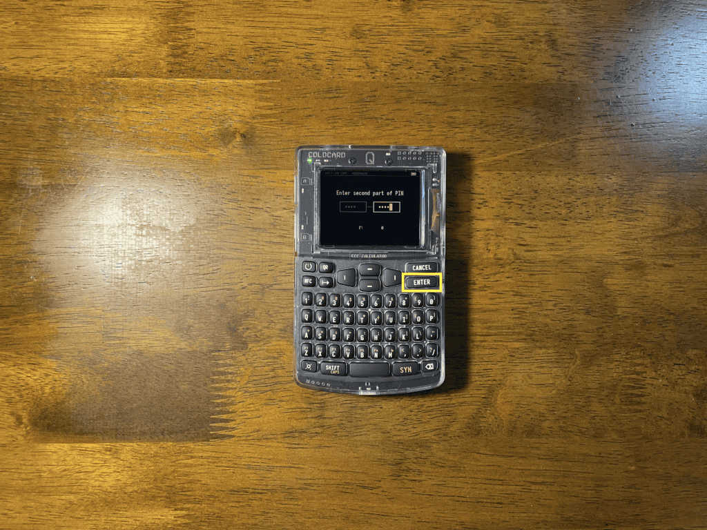 enter the second part of your pin and save it on your wallet backup card.