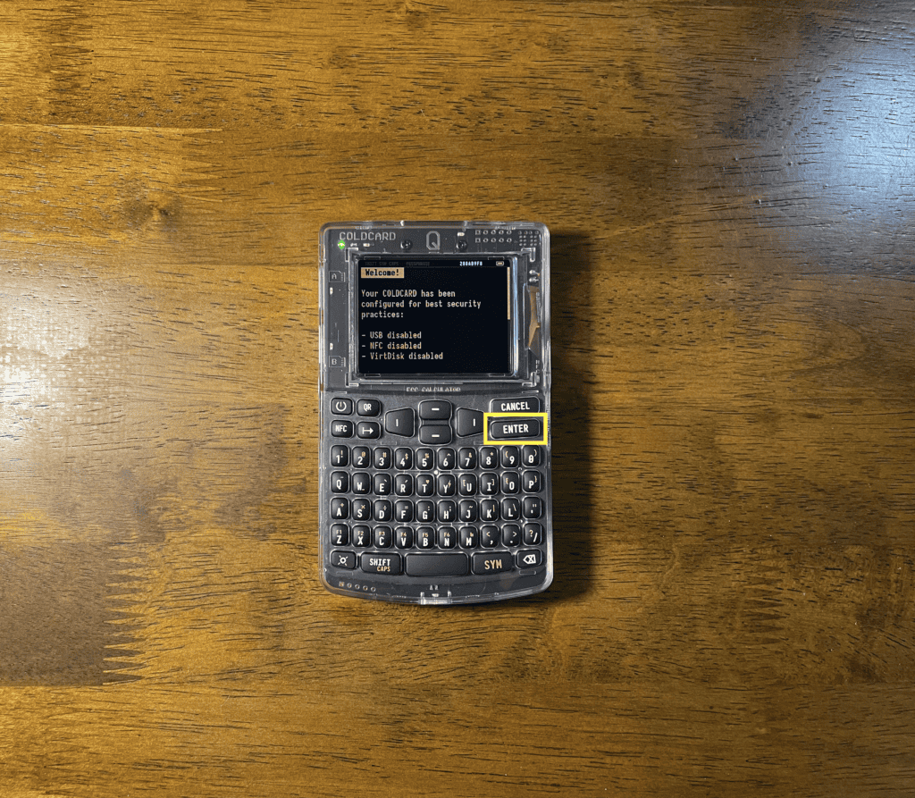 your wallet is now setup and ready to go hit ENTER to go to the main menu.